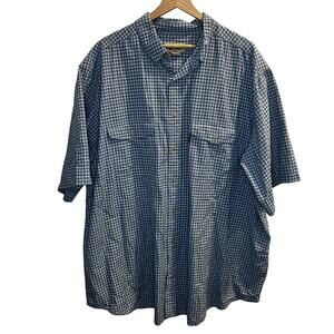Woolrich Shirt Mens 2XLT Blue White Plaid Day Break 100% Cotton Button Up Casual
